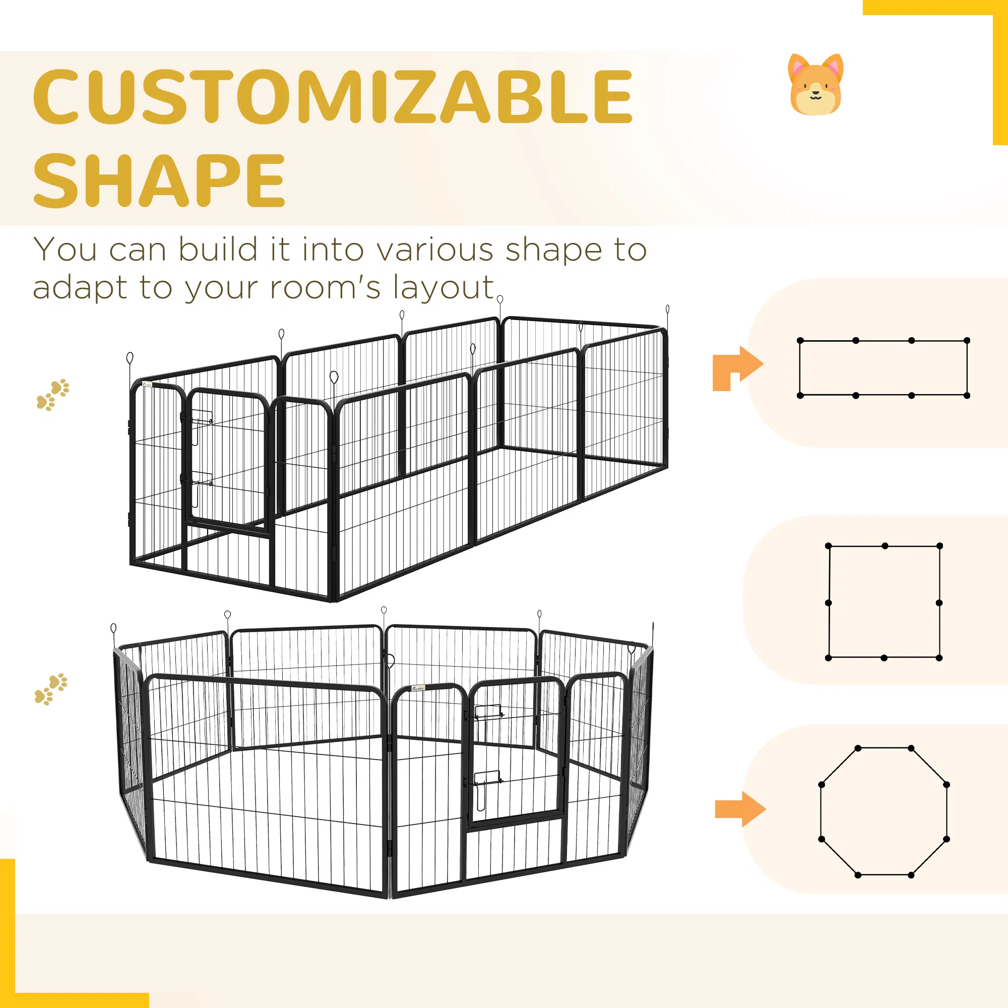 8 Panel Heavy Duty Dog Playpen 23.5" Height for Small Medium Dogs — image 2