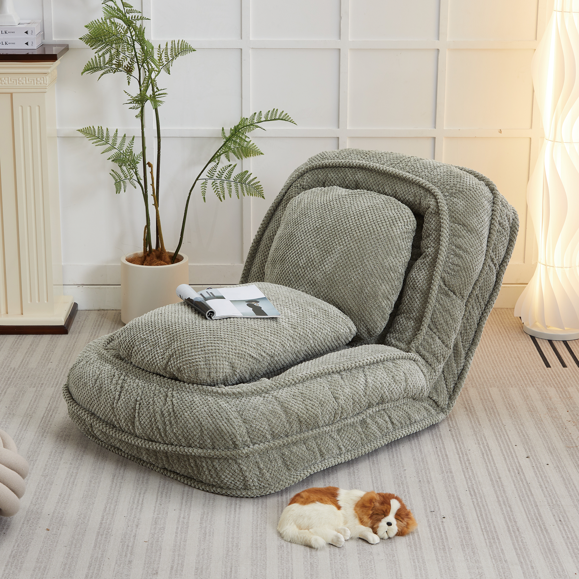 Cama para Perros Humano, Sofá Relajante 5 Posiciones Ajustables, sentarse, dormir, plegar, ideal para sala de estar, dormitorio, Diseño Ahorrador de Espacio Verde — imagen 14