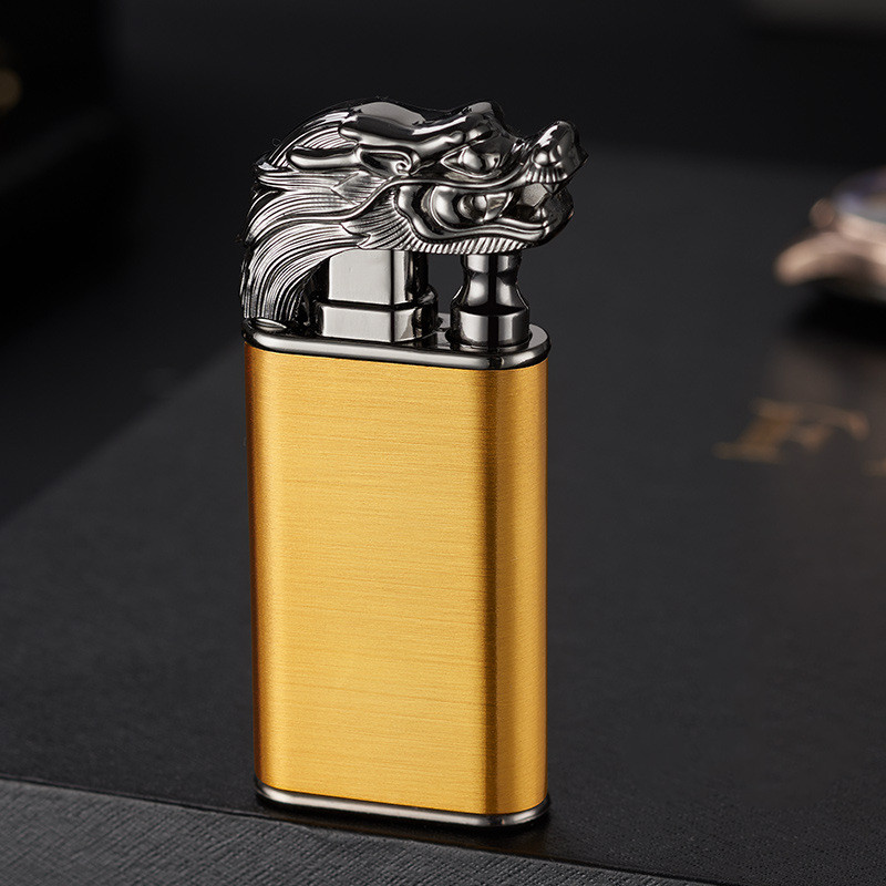Creative Blue Flame Lighter Dolphin Dragon Tiger Double Fire Metal Winproof Lighter Inflatable Lighter — image 33