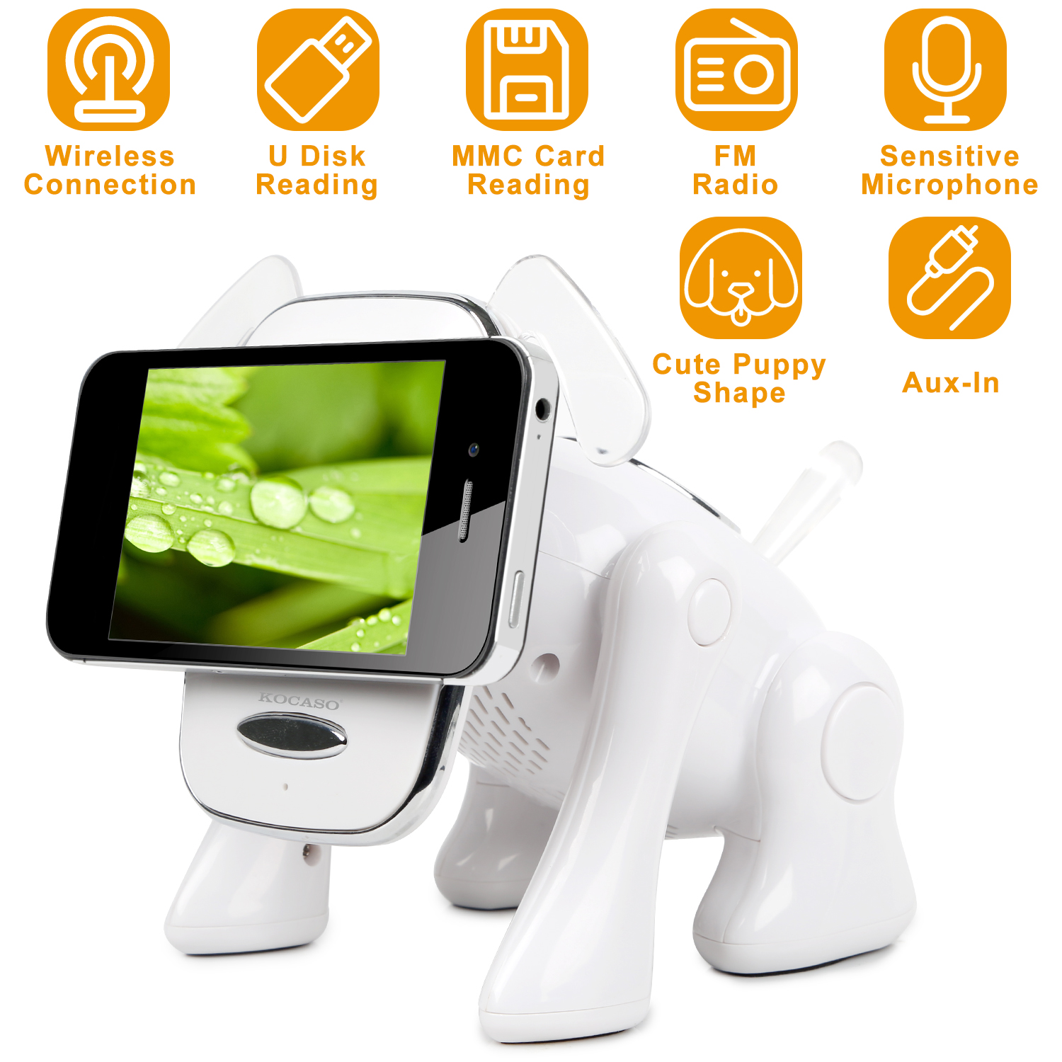 Puppy Dog Wireless Speaker Portable Mini Music Player Stereo Cute Animal Speaker With Built-In Mic FM Radio Stereo Bass MMC Card Slot USB Port For Cellphone Tablet — image 10