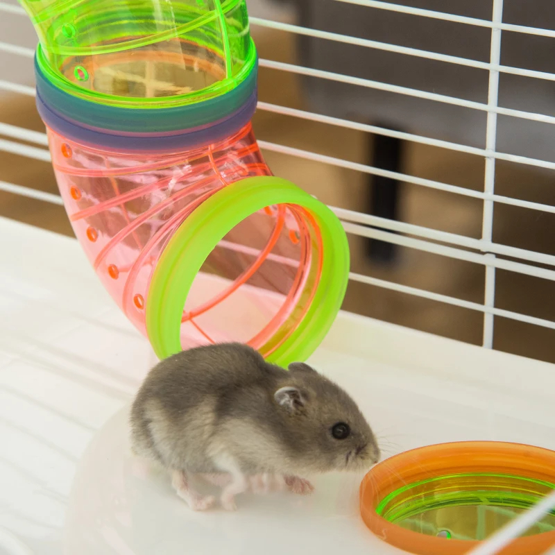 Hamster Cage With Tubes And Tunnels, Portable Carry Handles, Rat House And Habitats Big 5-Tier Design, Mouse Cage Includes Exercise Wheel, Water Bottle, Food Dish, Light Blue — imagen 7