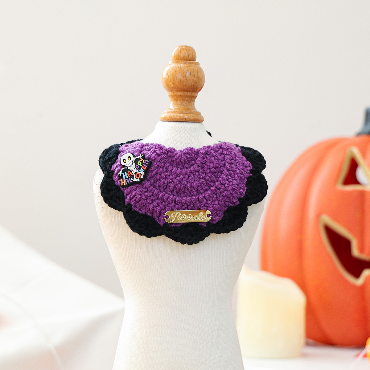 Pet Accessory Halloween Gold Label Knit Bandana Cat Dog Bib Ghost Festival Cartoon Pumpkin Tied Neckwear — image 10