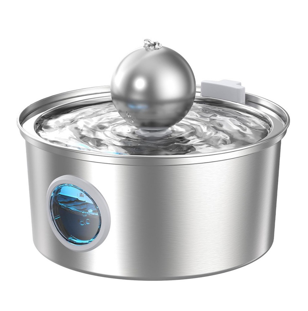 Stainless steel pet water dispenser, circular runway type, large capacity LED cat and dog water dispenser — image 4