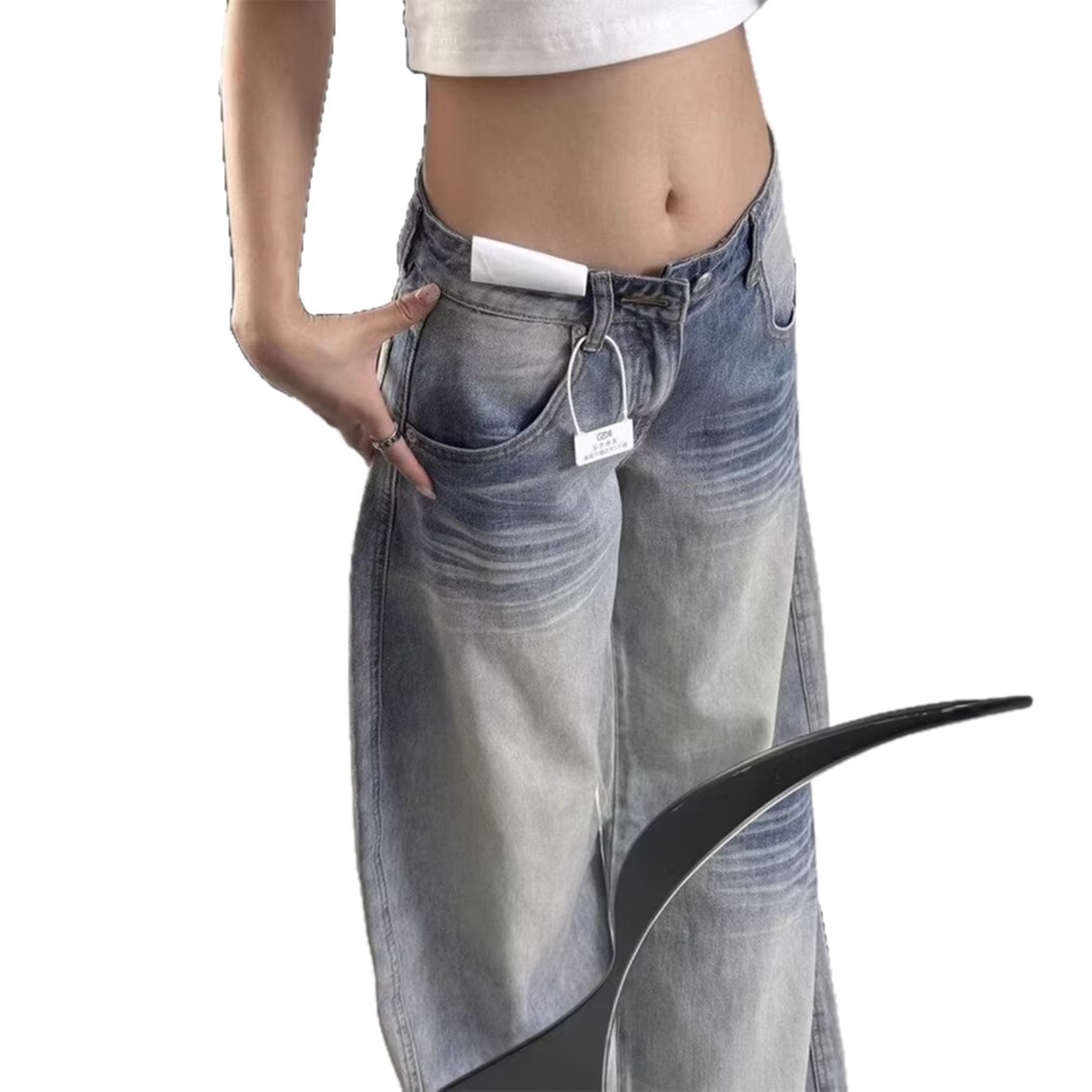 Pantalones de Denim con Diseño de Bigotes para Mujer, Línea Interior de Felpa y Cintura Elevada — imagen 1
