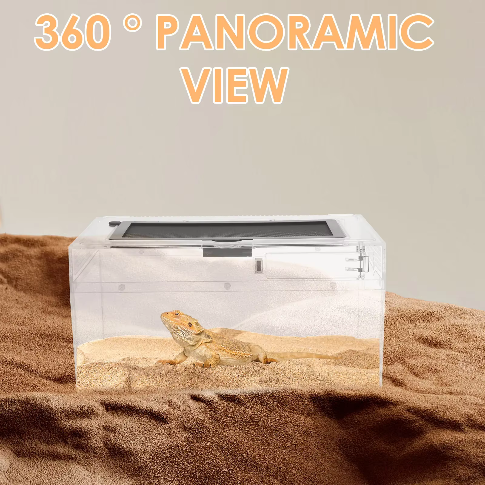 Reptile Terrarium Transparent Breathable Amphibian Tank Anti-Escape Breeding Box for Turtle Spider Lizard Snake Frog Reptiles — image 4