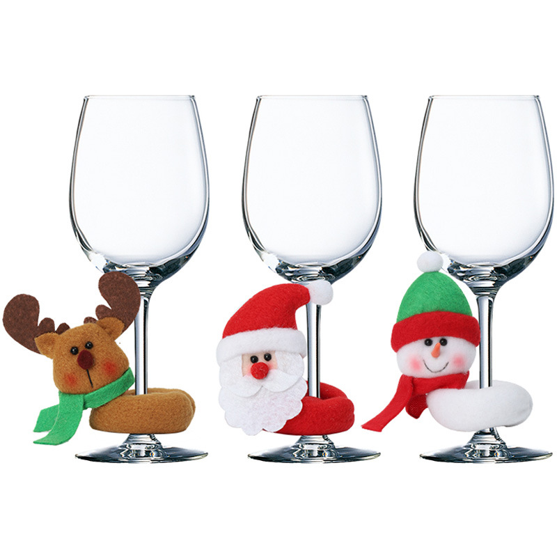 New Christmas Wine Cup Set Santa Claus Snowman Reindeer Christmas Home Decoration — image 1