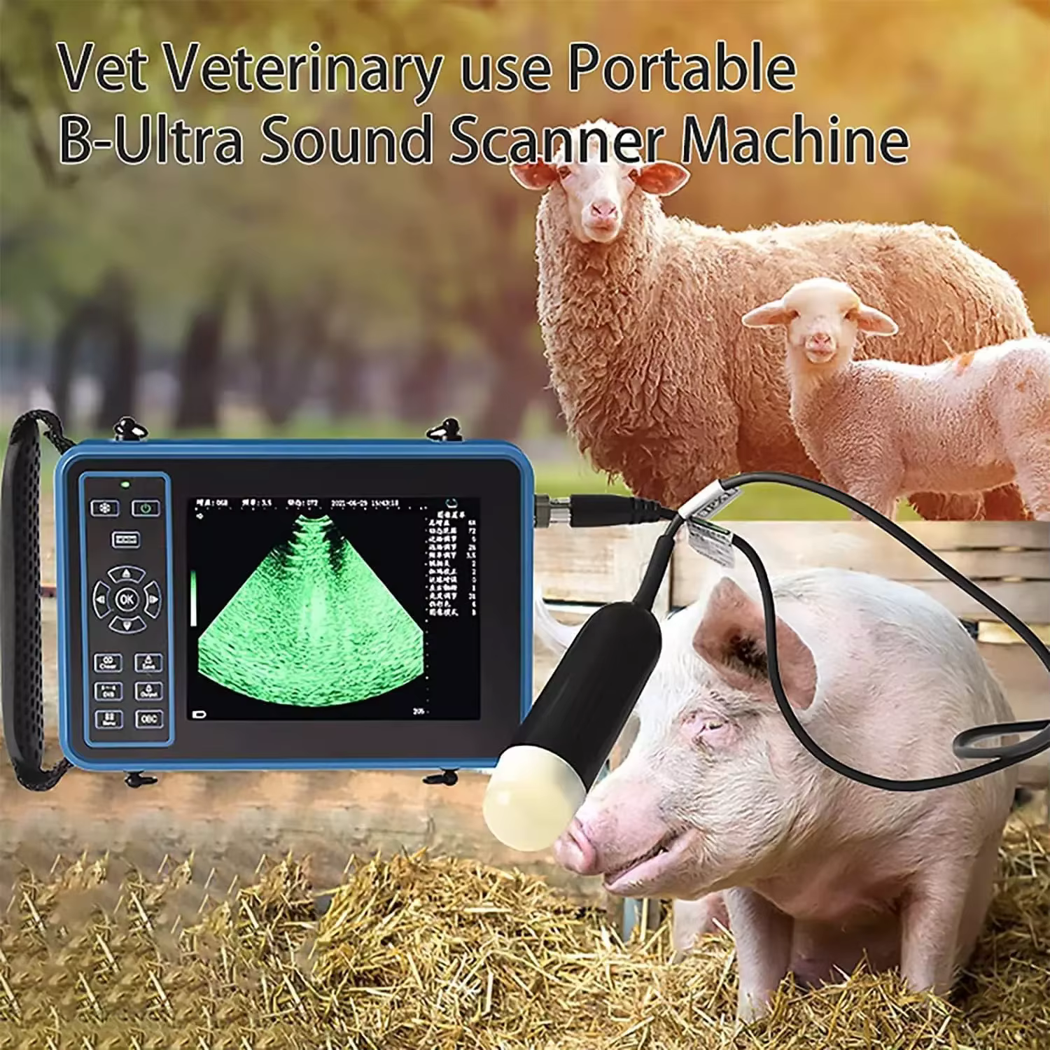 Portable Veterinary Ultrasound Scanner for Pregnancy Vet B-Ultrasound Machine with 3.5MHz Convex Probe for Pig Sheep Dog Animals — image 4