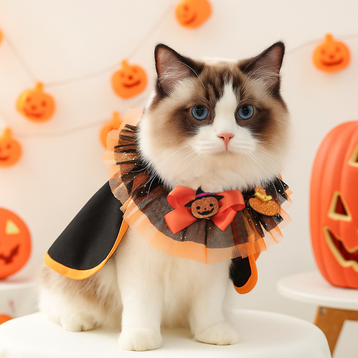 Bib de Goteo para Perros Pequeños con Disfraz de Brujo de Halloween — imagen 2