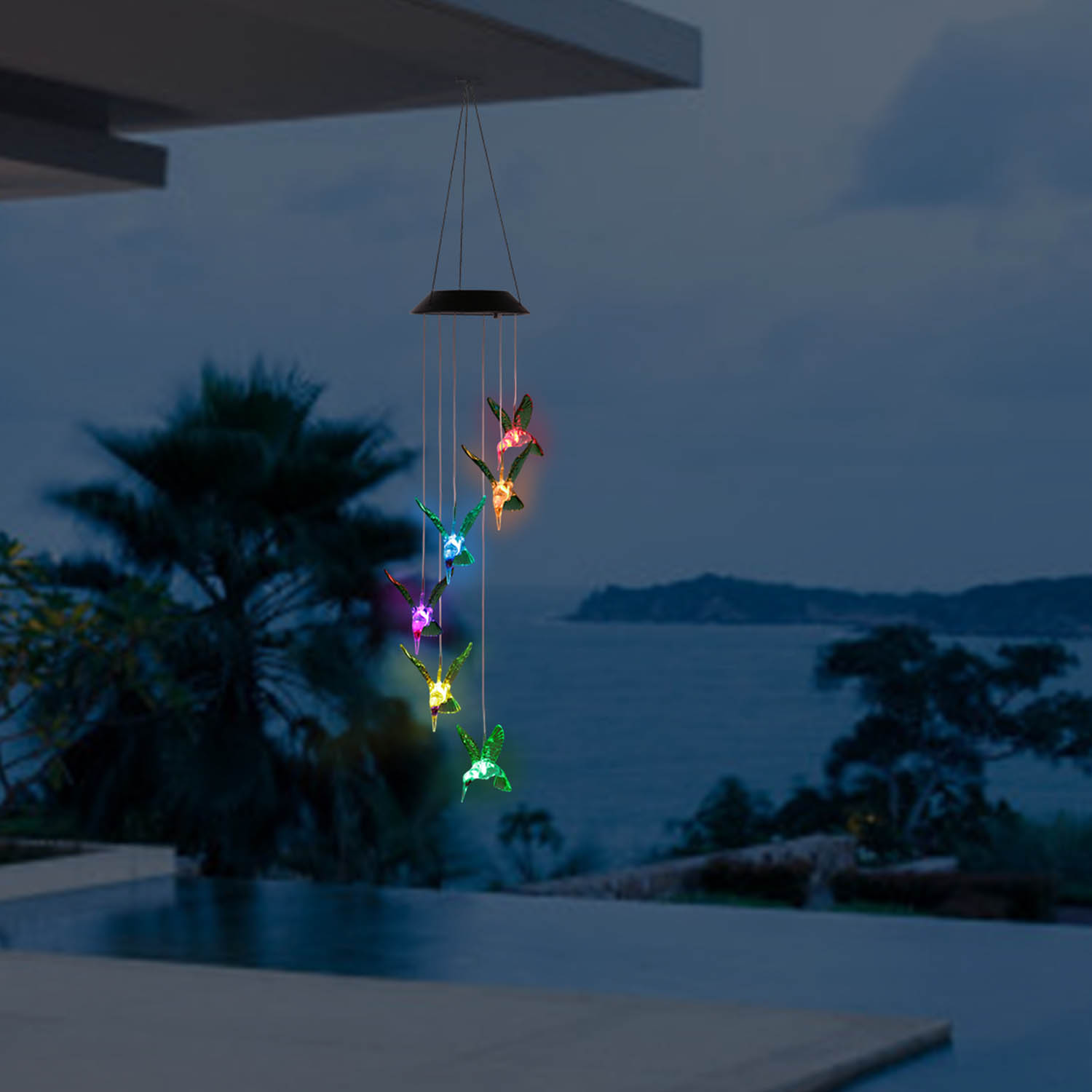 Lámpara de Viento con Colibrí LED Solar para Primavera - Luces de Cadeneta de 6 LEDs Cambiante de Color IP65 Resistentes al Agua Decorativa para Hogar Jardín Frontera Fiesta — imagen 12