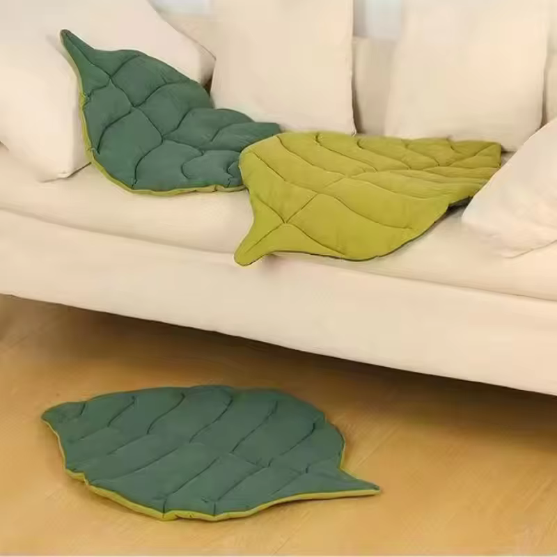Mantas de Cama para Gatos y Perros Forma Hoja Suaves Algodón doble Cara Doble Tapete de Piso Lavable para Mascotas — imagen 4
