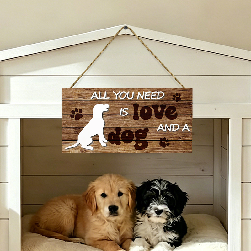 Pet Dog Wooden Wall Plaque Hanging Decor Dog Paw Dog House Sign Wooden Craft Wall Decoration — image 4