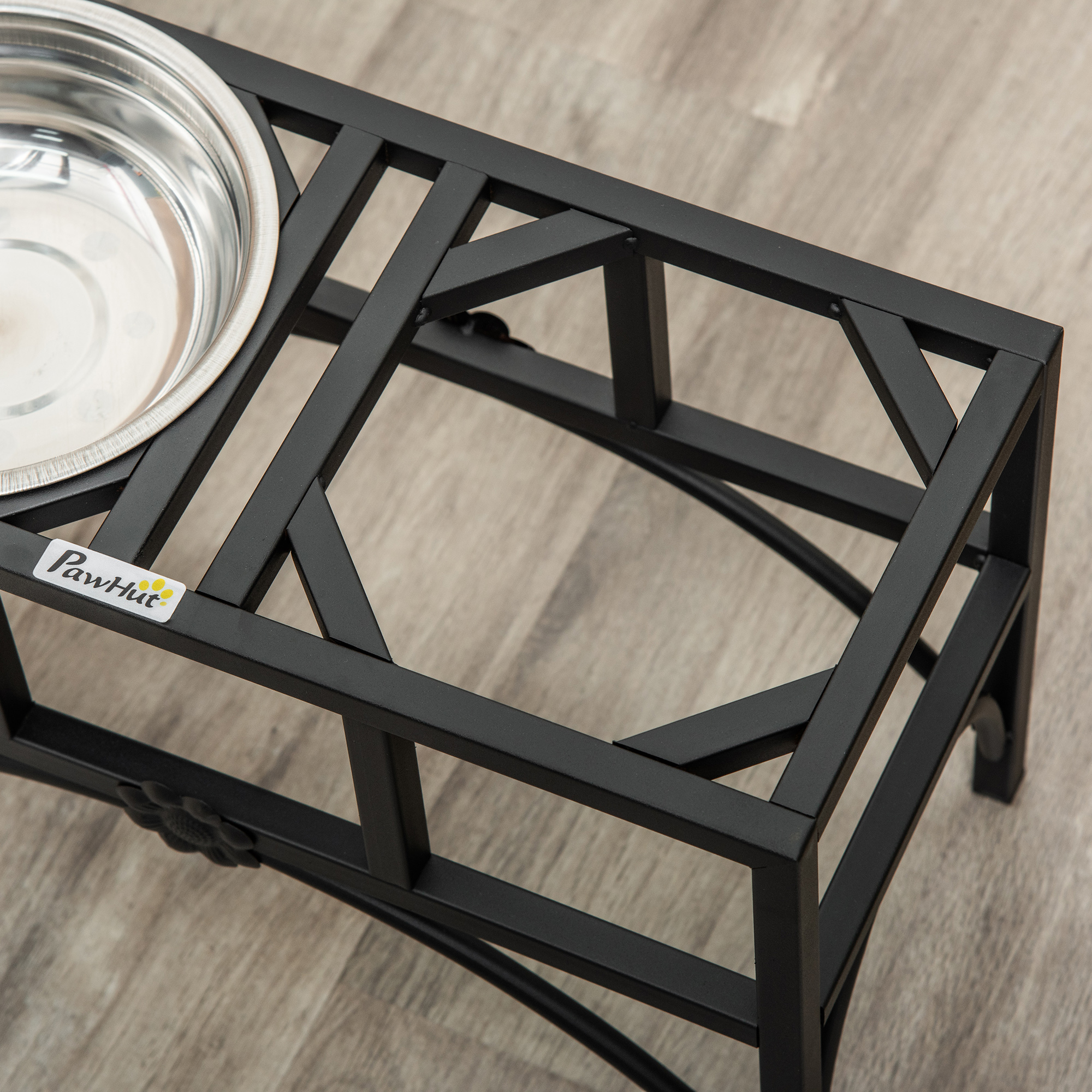 Estación de alimentación elevada para perros con dos tazas de acero inoxidable de 43 cm — imagen 3