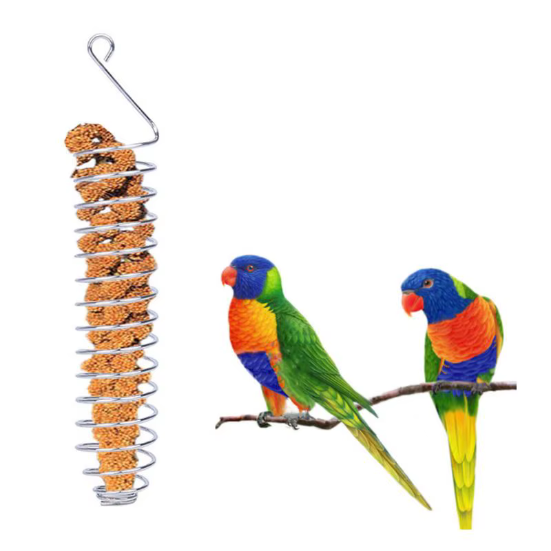 Stainless Steel Parrot Feeder Fruits Vegeteable Basket Cotaniner Holder Feeding Device Bird Cage Foraging Toy for Parakeet — image 2