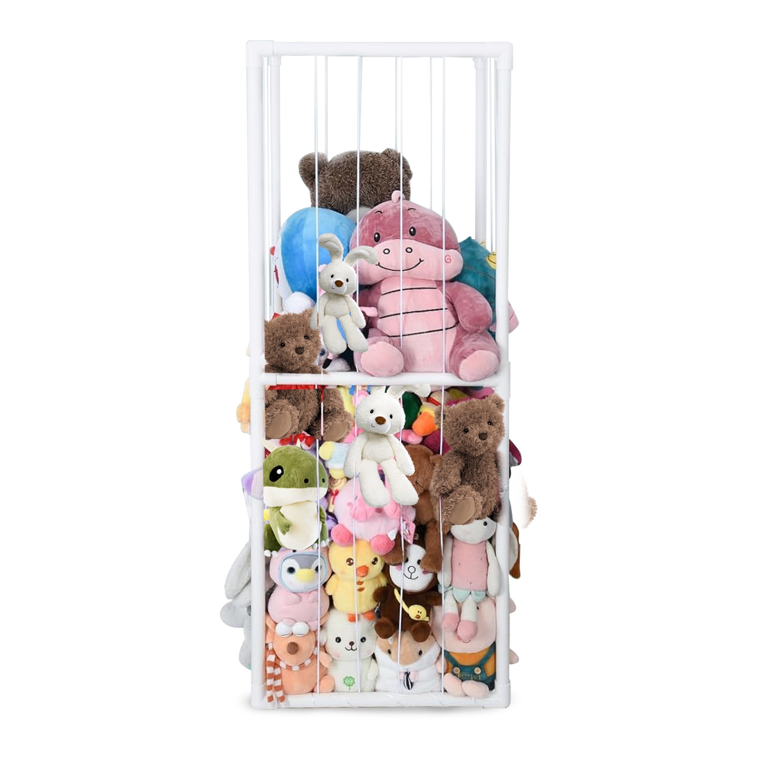 Stuffed Animal Storage PVC Plush Organizer Shelf Plush Stuffed Animal Holder Standing Kids Toy Storage Cage With Elastic Band For Nursery Play Room Bedroom — image 8