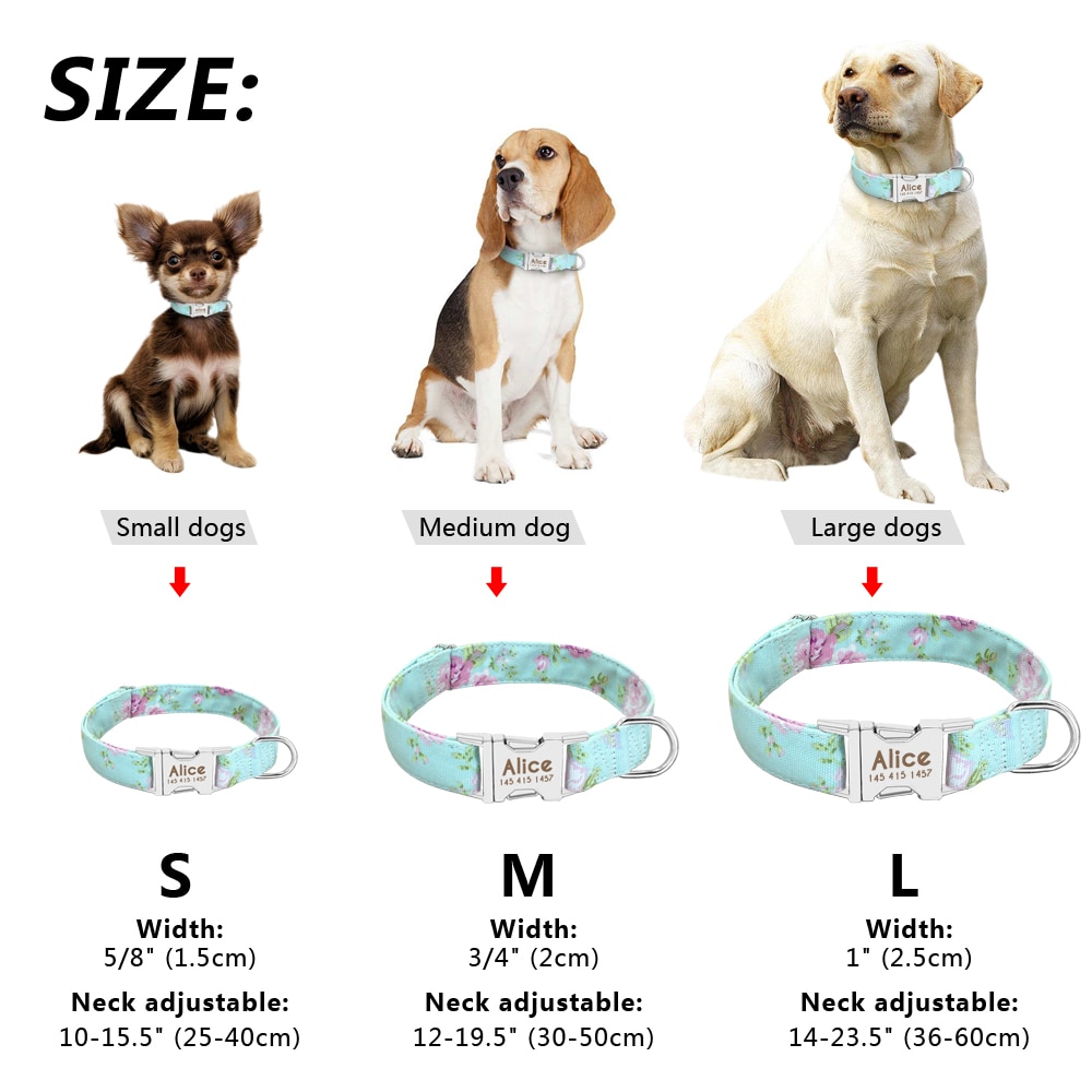 Dog Collar Personalized Nylon Pet Dog Tag Collar Custom Puppy Cat Nameplate ID Collars Adjustable For Medium Large Dogs Engraved — image 6