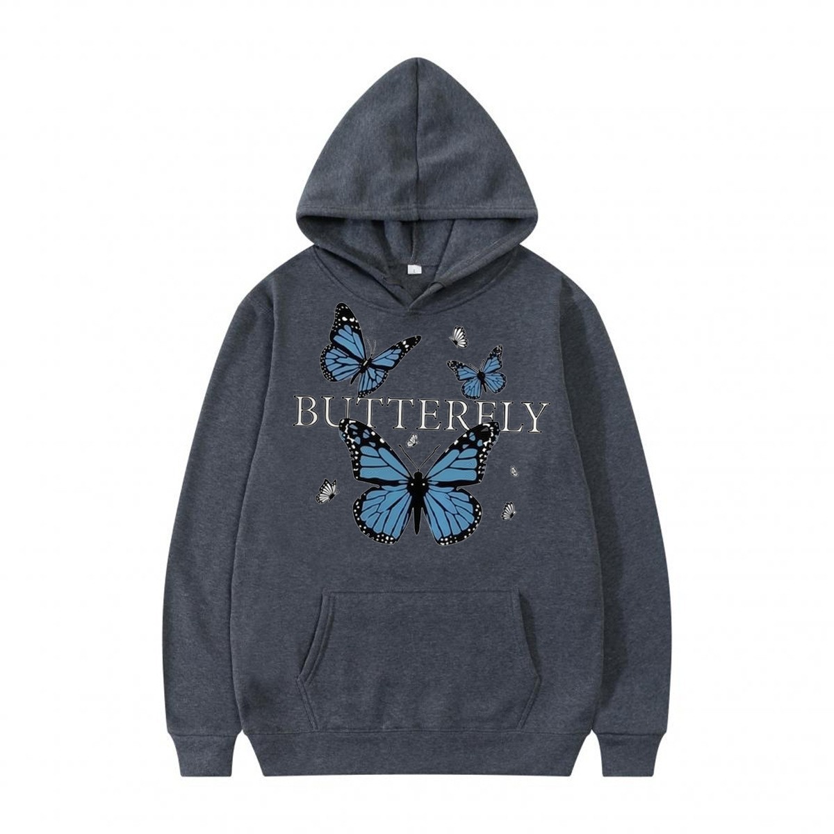 Hooded Sweatshirt with Butterfly Print Fun Pattern Casual Sporty Style — image 8