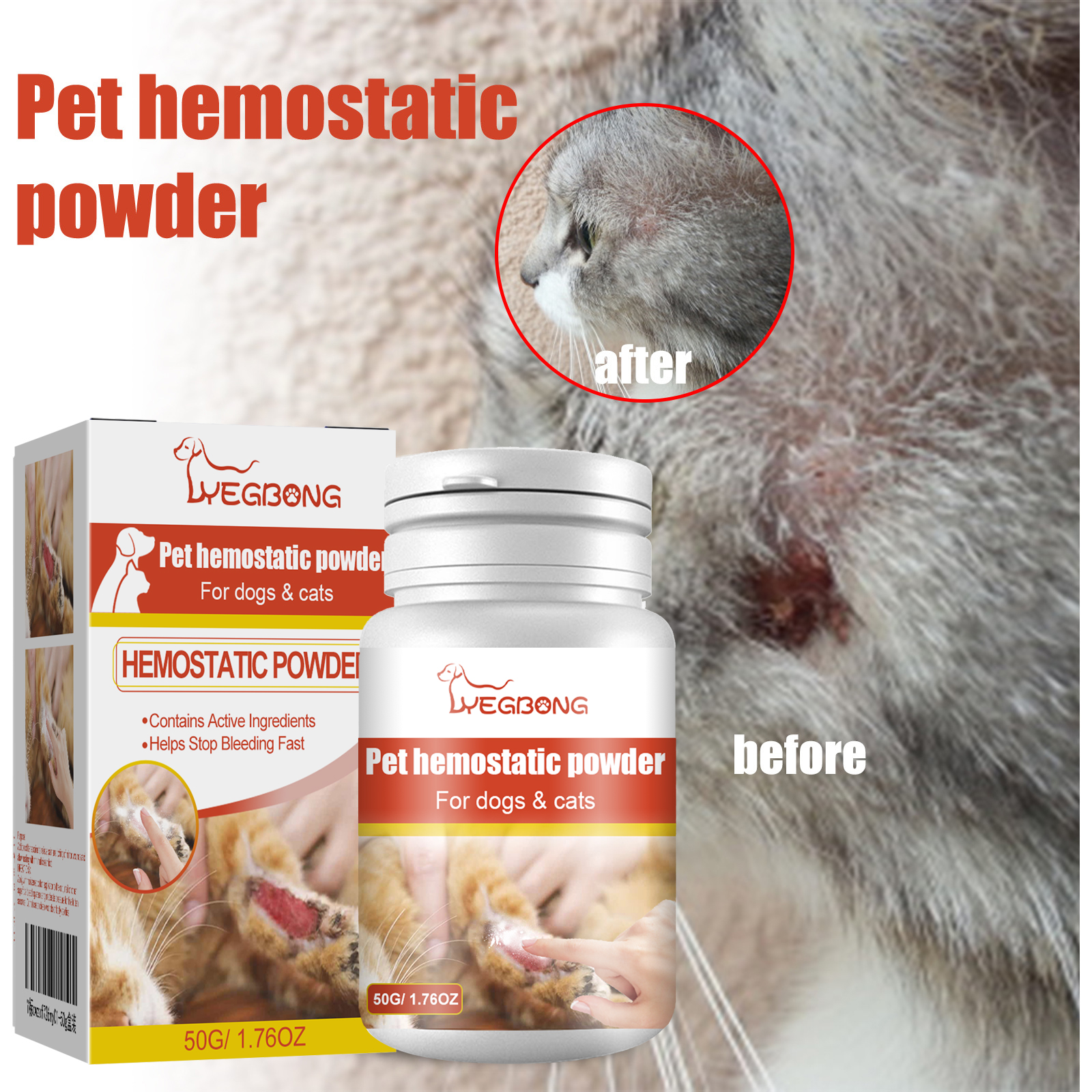 Pulver de Hemostasia para Mascotas, Poderoso Detén Sangrado Rápido para Cuidado de Heridas en Perros y Gatos — imagen 5