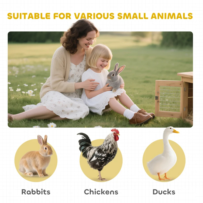 2-Story Large Rabbit Hutch Bunny Cage Wooden Pet House Small Animal Habitat With Lockable Doors, No Leak Tray And Waterproof Roof For Rabbits, Chickens, Ducks, Outdoor Indoor Natural — imagen 7