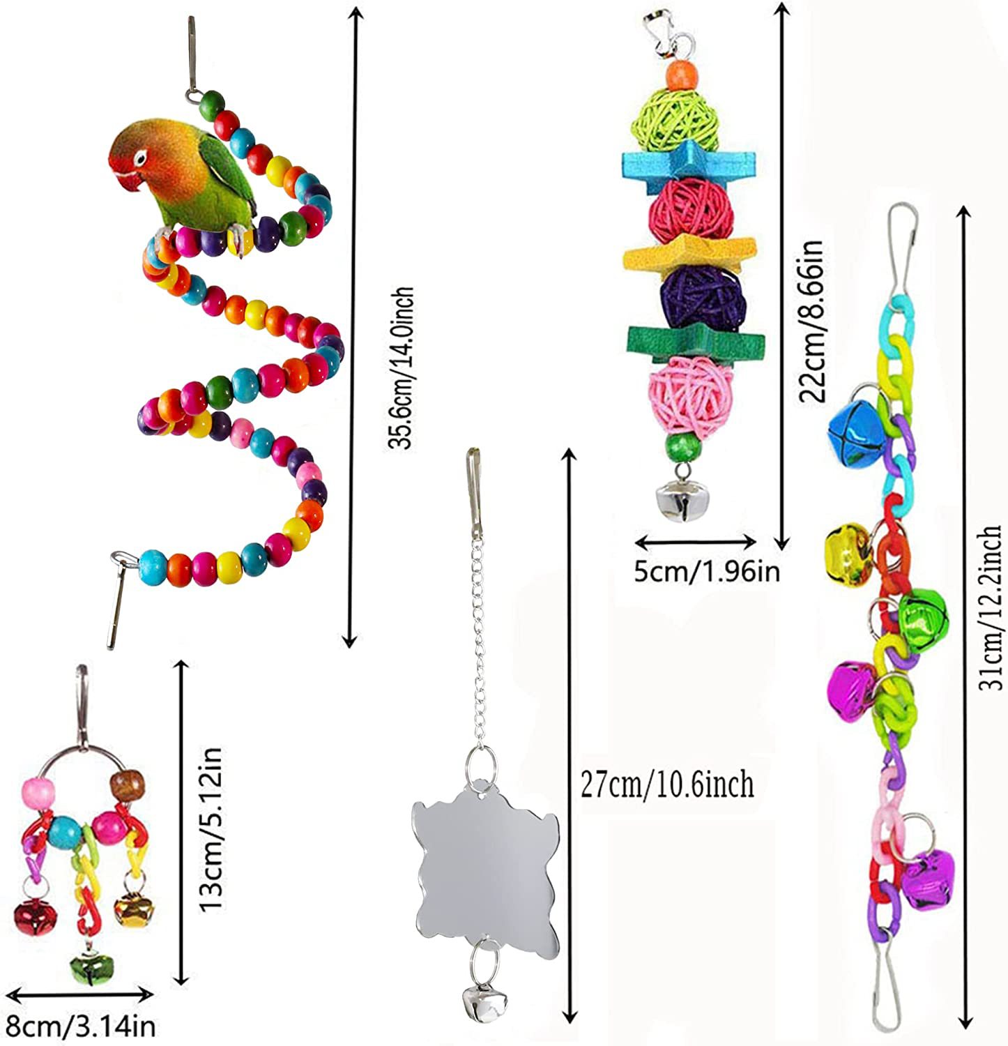 7PCs Parrot Toys Bird Cage Accessories — image 7