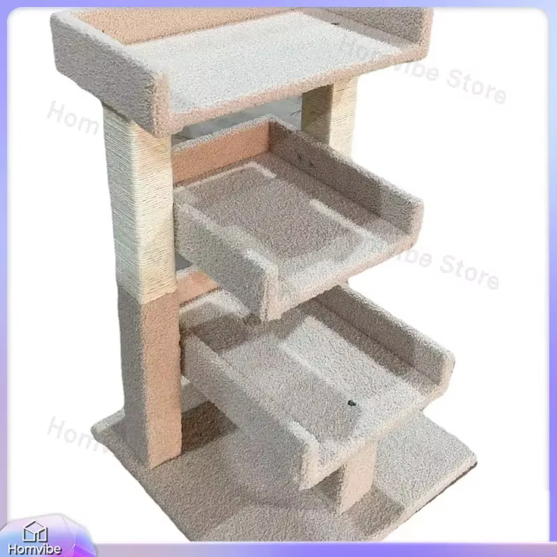 Large Wooden Cat Tree Tower with Scratching Posts Stable Multi Level Cat Climbing Frame Furniture Condo House for Indoor Cats — image 6