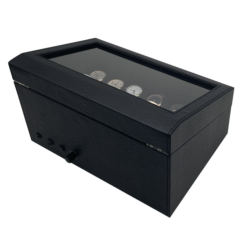 Snake skin pattern PU leather 6 rocking watch storage position mechanical watch automatic rocking watch winding device — image 6