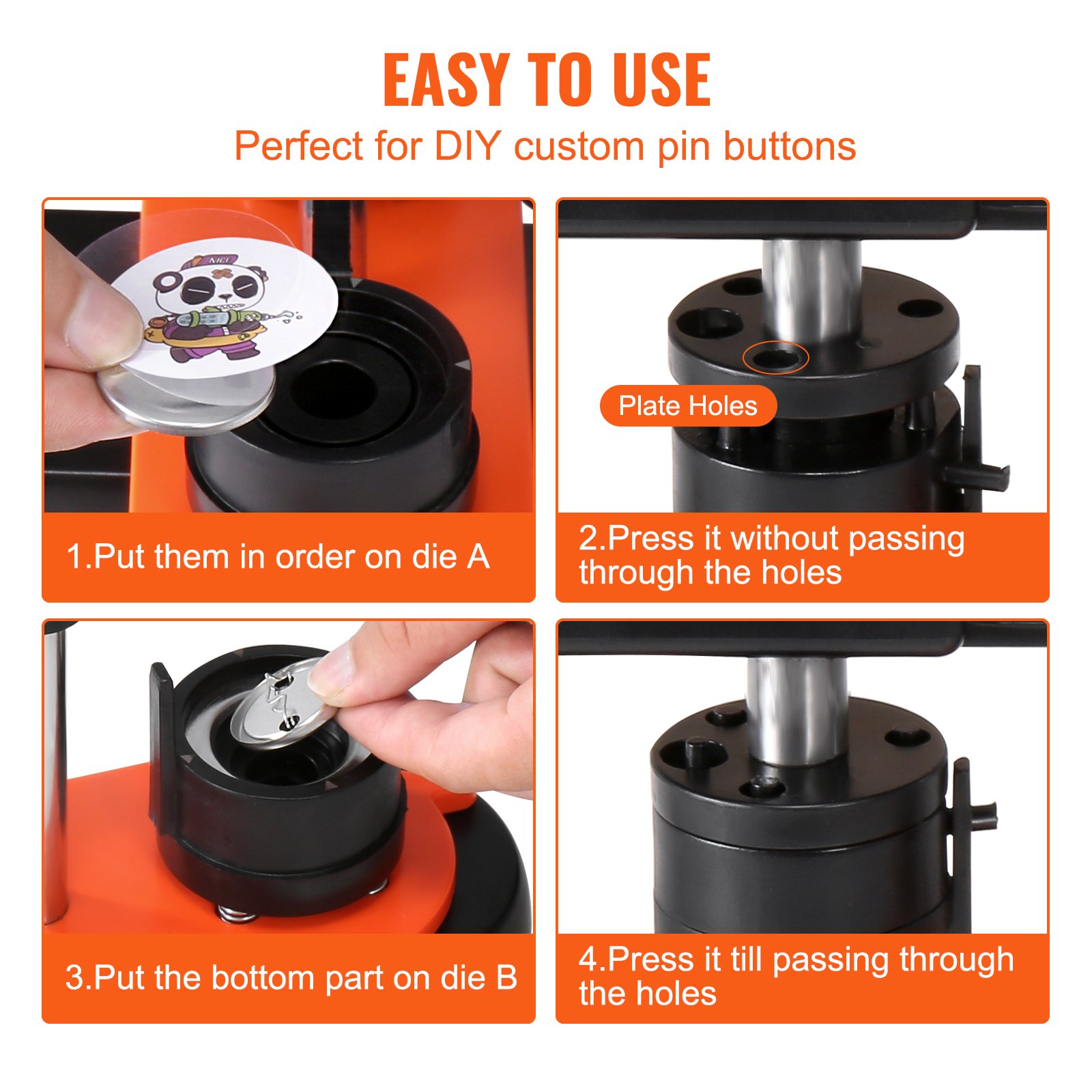 Button Maker, 1.25 Inch/32mm Pin Maker With 500pcs Button Parts, Ergonomic Arc Handle Punch Press Kit, Button Maker Machine With Panda Magic Book, For Children DIY Gifts And Christmas — imagen 4