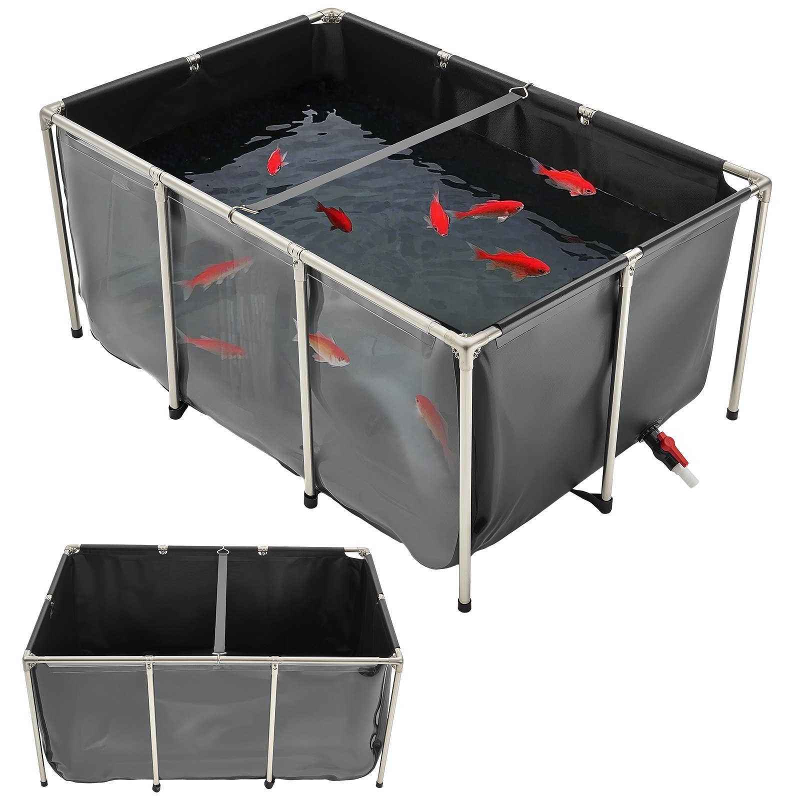 Canvas Fish Pond Above Ground Koi Tank 270 Gal With Clear Viewing Panel — imagen 1