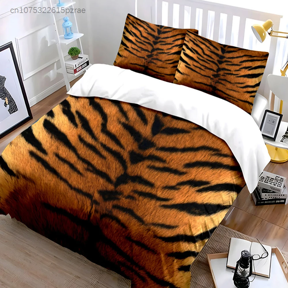 "Wild Tiger Print Decor Set" Multiple Sizes kid's And adults' Bedroom Exquisite 3PC Bedding set, Gift