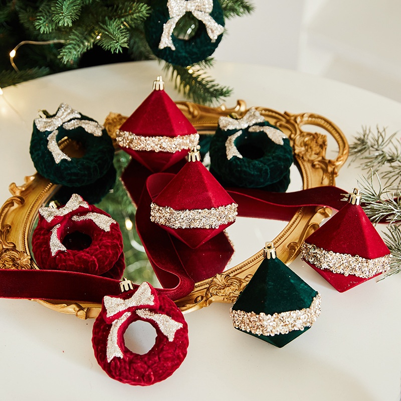 Adorno de Bola Irregular Rojo Navideño, Decoración para Árbol de Navidad con Reino de los Cielos — imagen 3