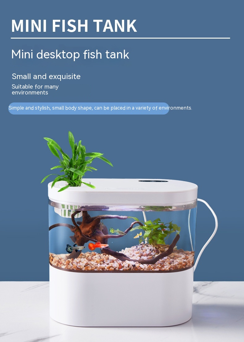 Paisaje ecológico de acuario de escritorio, autocirculación, mini pecera doméstica de cambio de agua reducido — imagen 13