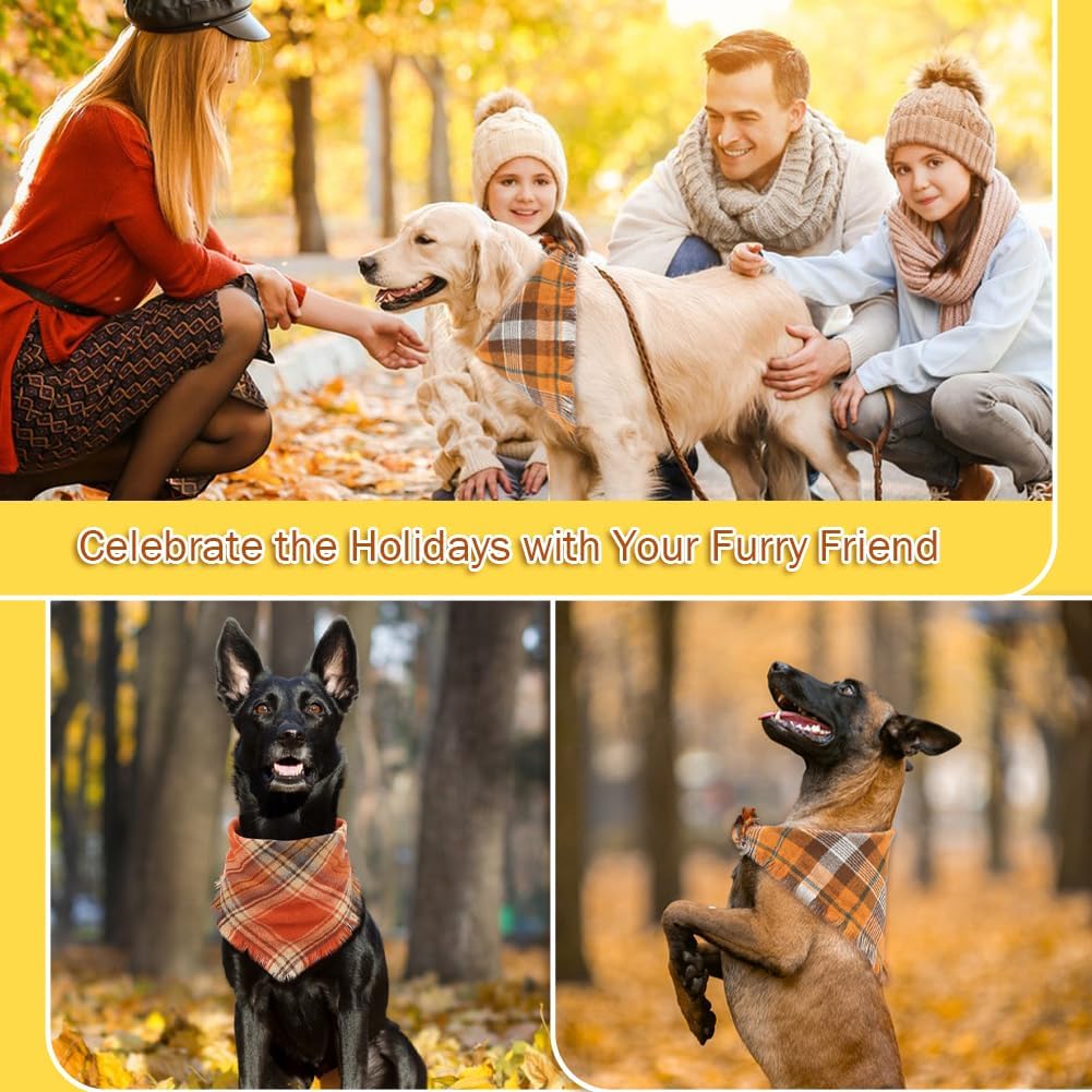 Vivifying Fall Dog Bandana With Tassels Edges Classic Plaid Triangle Dog Apparel Accessories Unny Dog Scarf Costume For Thanksgiving Photo Prop And Party Decor — image 11