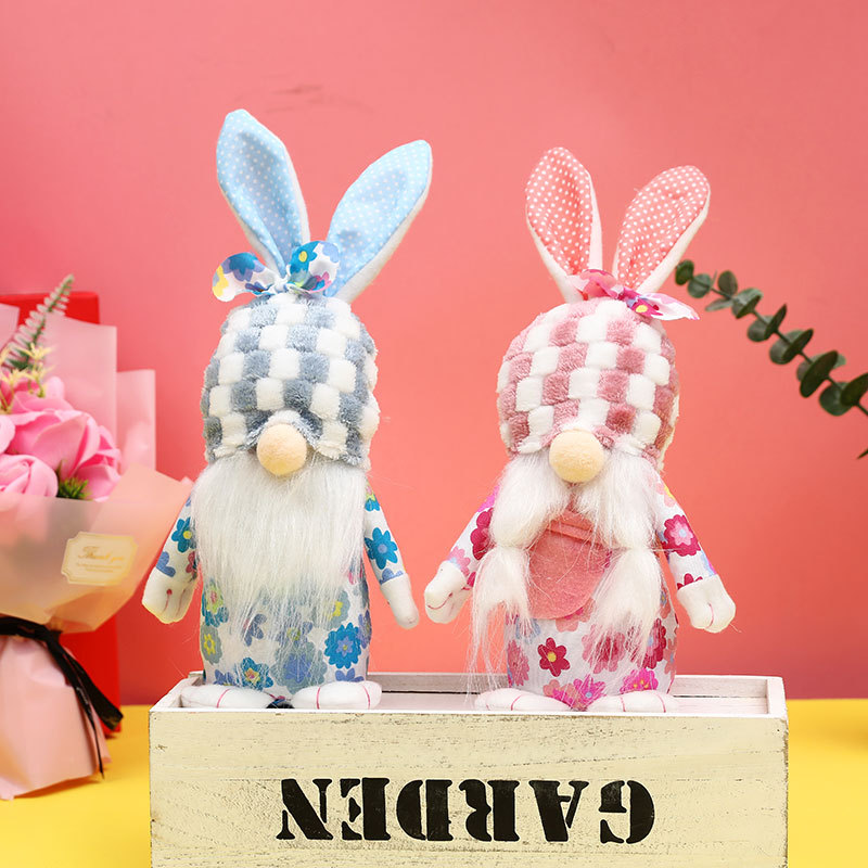 Nuevos decorativos de Pascua muñecos de conejo y duende sin rostro de peluche para decoración hogareña — imagen 4