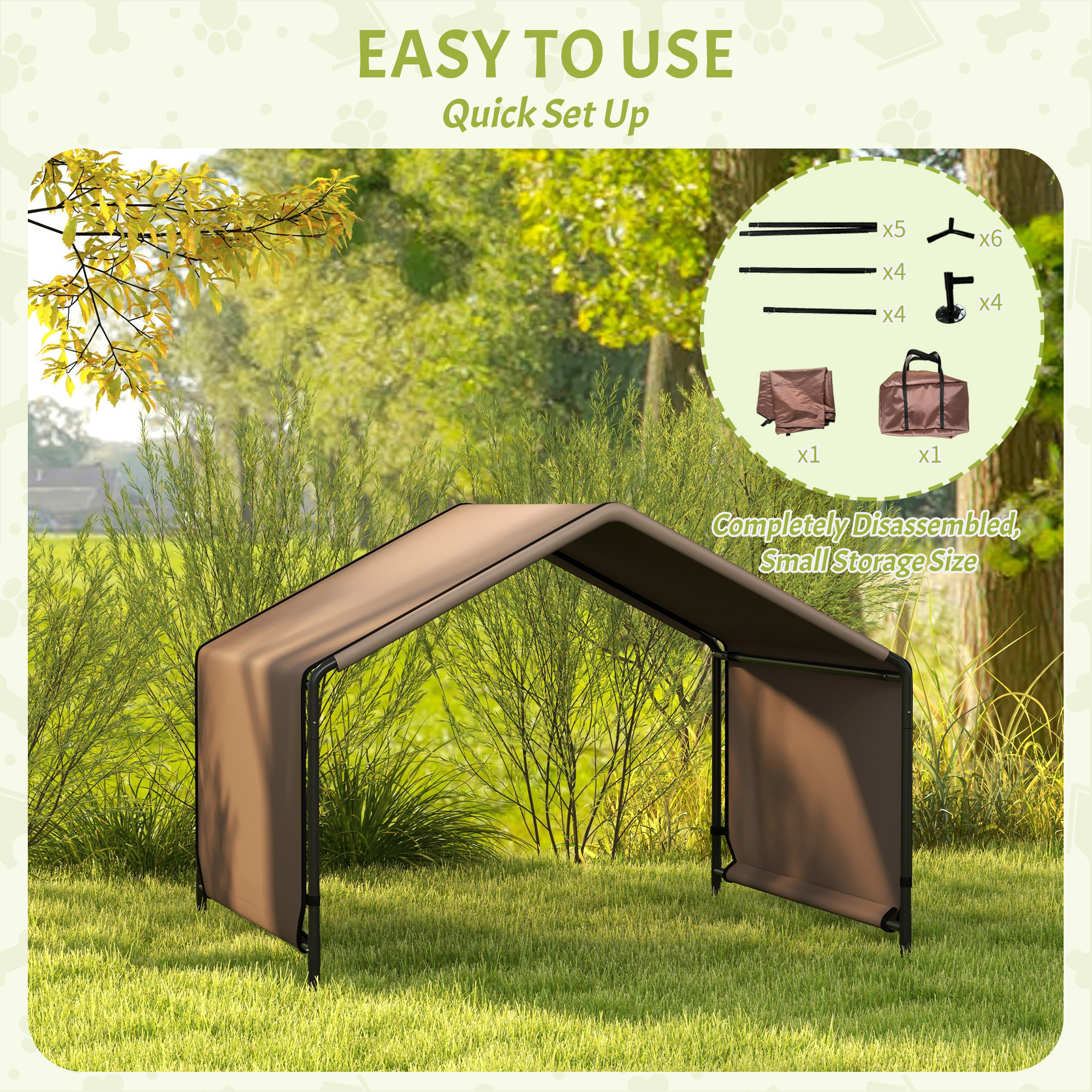 Tenda Portátil para Perros Resistente al Agua, Protección Exterior para Sombras, Marrón — imagen 4