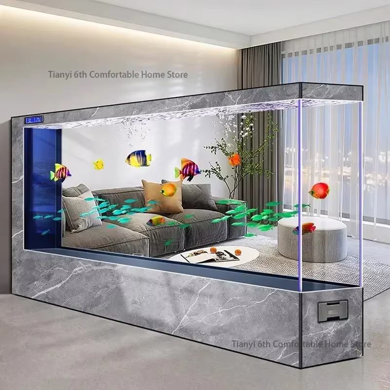 Super Large Transparent Luxury Aquariums Appreciate Originality Design Long Floor-to-ceiling Fishbowl Pet Products すいそう FYFT — image 2
