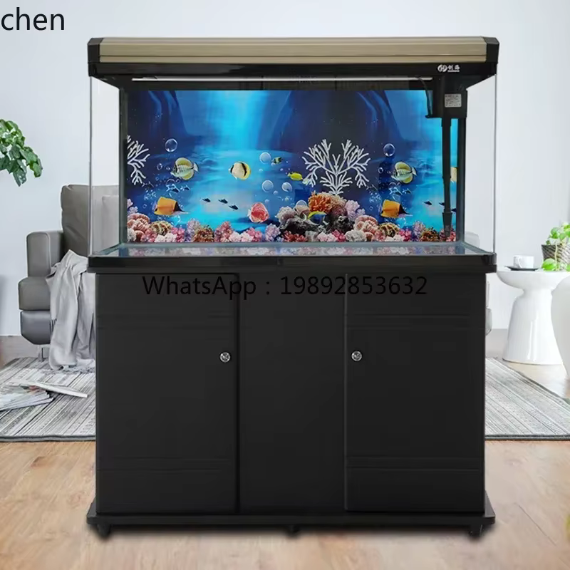 Tanque de peces YG10 para sala de estar: acuario ecológico rectangular de vidrio grande para peces dorados — imagen 4