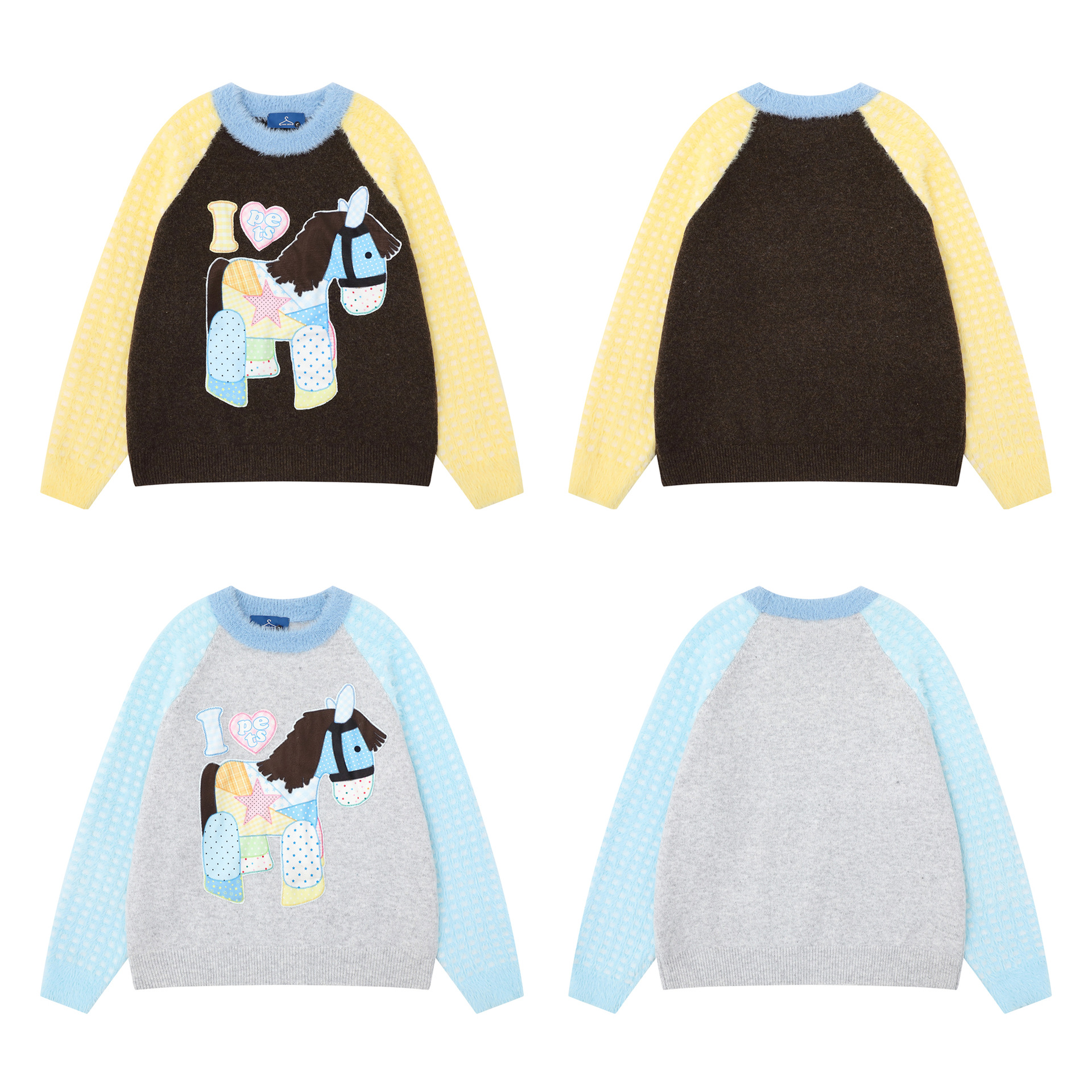 Color blocking pony pattern sweater — image 6