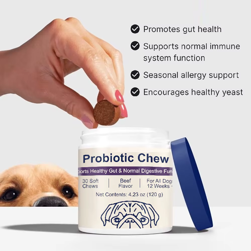 Suplemento Probiótico para Perros de 12 Semanas+, Salud Intestinal, Diarrea Intermitente y Alergias Estacionales - Sabor de Carne de Buey — imagen 2