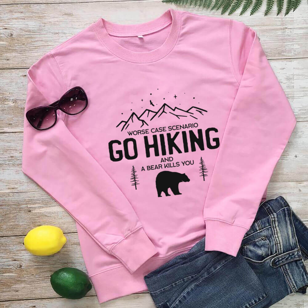 Bear print pattern round neck long sleeved sweatshirt — image 7
