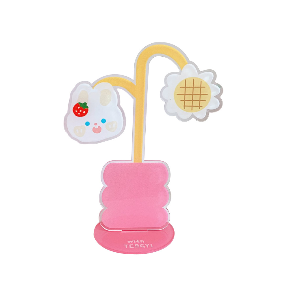 Creative Desktop Flower Decoration Cute Cartoon Acrylic Folder Sweet Soft Cute Bear Rabbit Multi-Function Note Holder — image 4