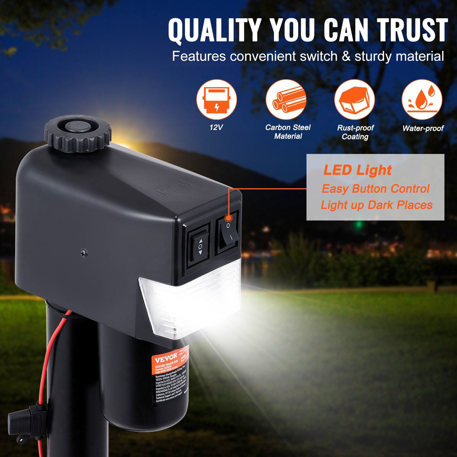 VEVOR Electrico Remolque, Empujador Eléctrico de Remolque con Capacidad de 3500 Libras, Cubierta Impermeable para Remolques de Caravana, Caballo, Utilitario y Yate — imagen 3