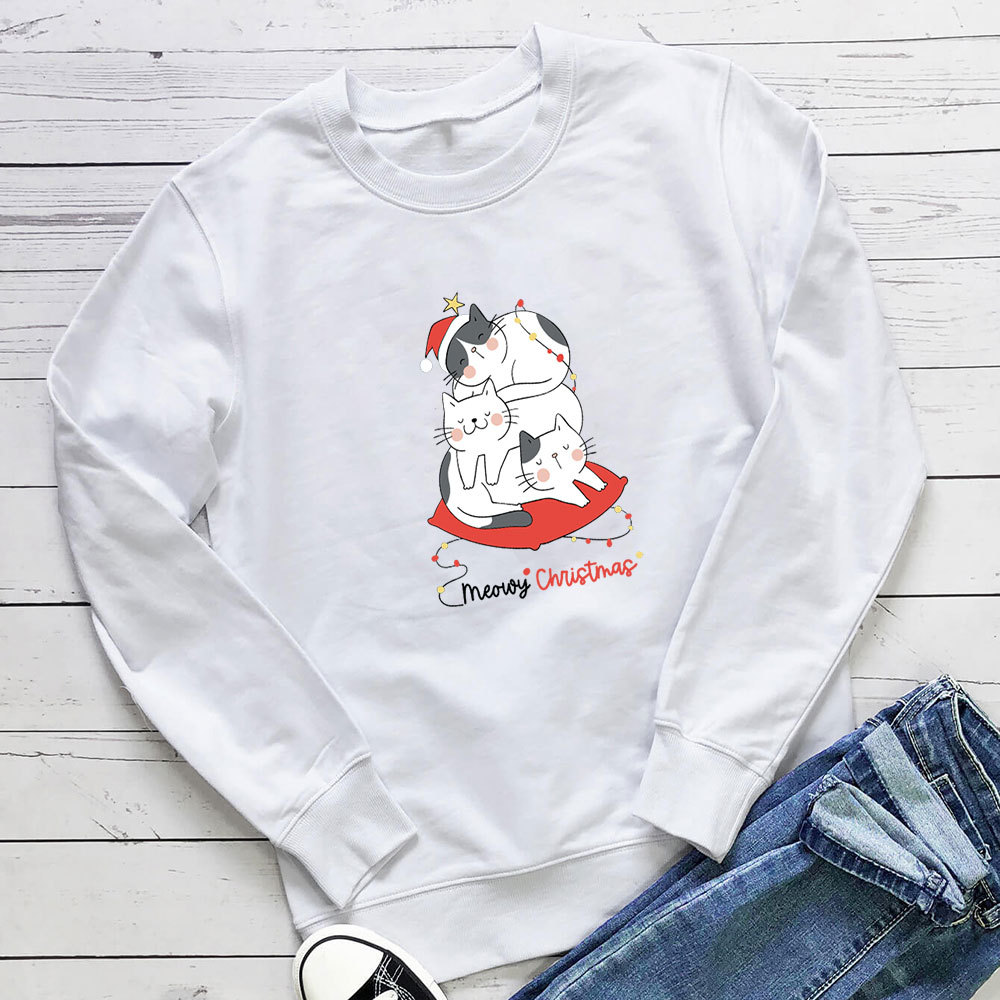 Letter printed cat long sleeved hoodie — image 3