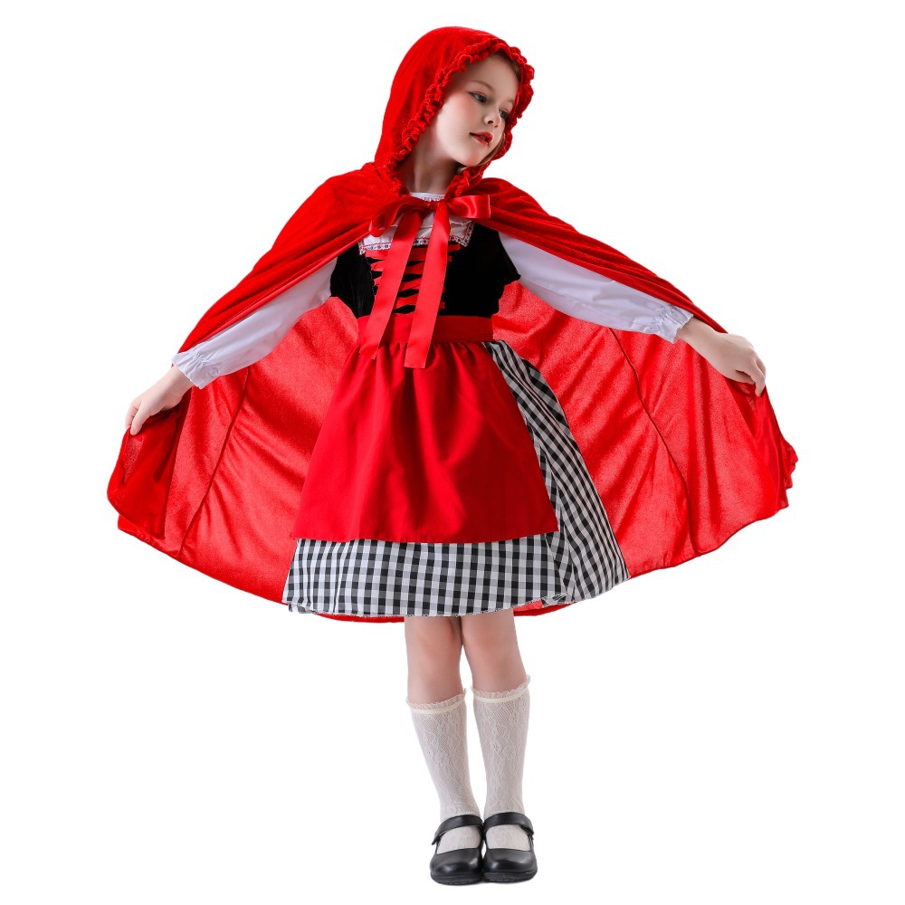 Halloween Children's Costume Little Red Riding Hood and Big Bad Wolf Performance Outfit Cosplay Dress Set Children's Festival Costume — image 6