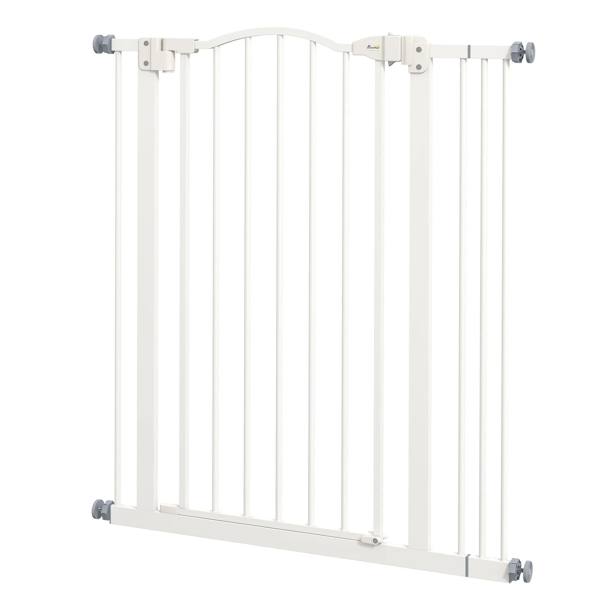 Extra Tall Dog Gate with Door, Pressure Fit, Auto Close, Double Locking for Doorways Hallways Stairs, 29"-34", White — image 1