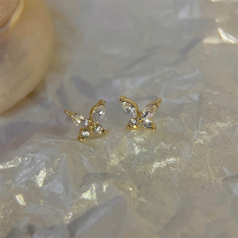 S925 Silver Needle Exquisite Zircon Butterfly Stud Earrings for Women — image 6