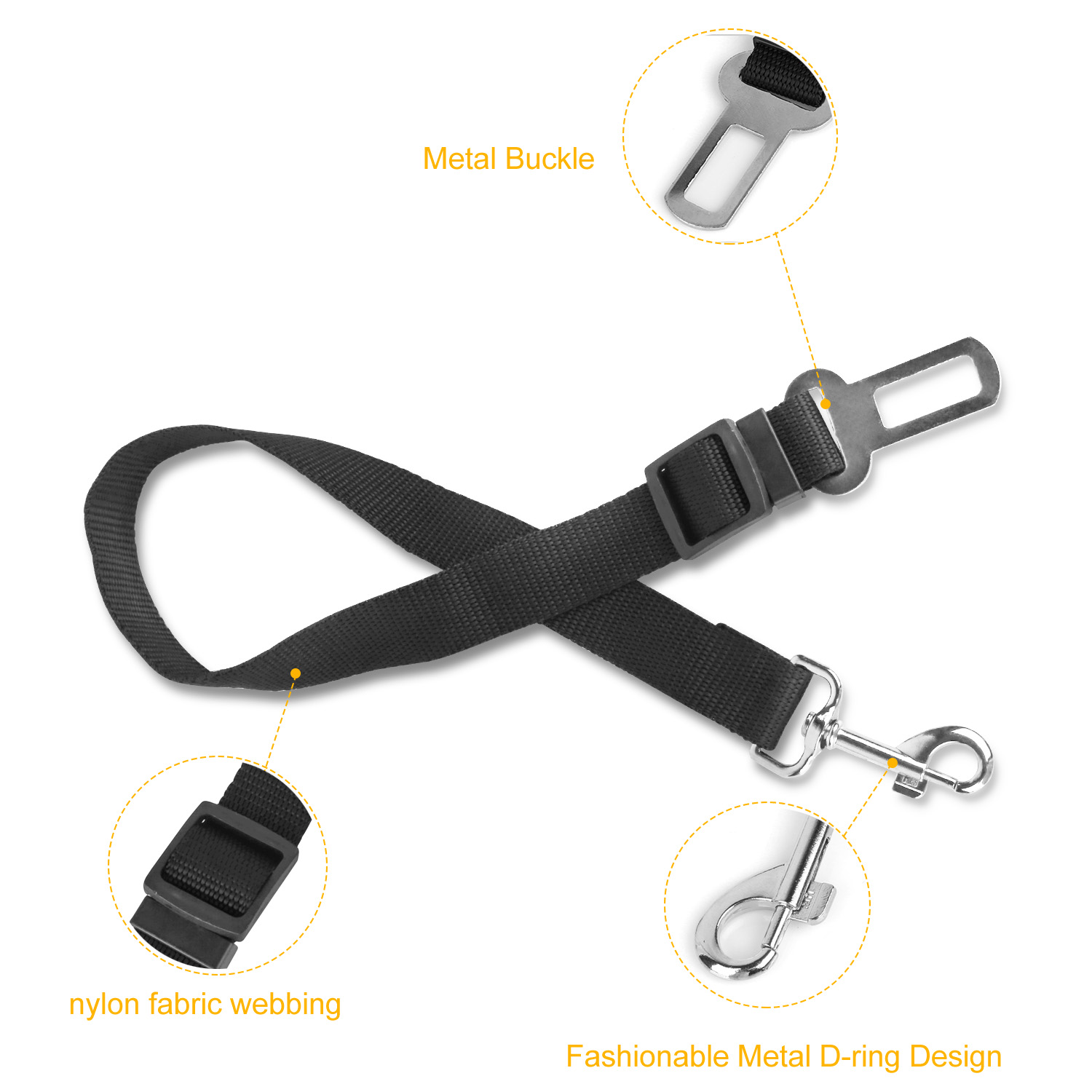 2 cinturones de seguridad para perro, correas ajustables de seguridad tipo arnés para perro y gato, correa de cinturón de seguridad de tela de nylon para vehículo — imagen 2