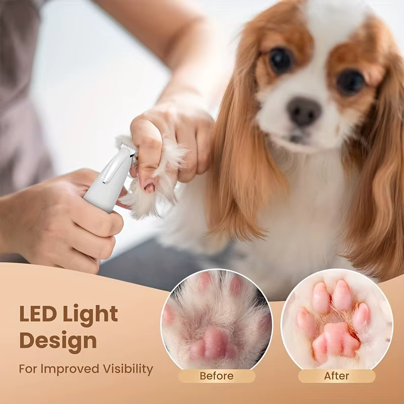 Pet Grooming Kit with Scissors, Low Noise Cordless Trimmer, USB Battery Powered LED Light for Dog Cat Face Paw Grooming — image 6
