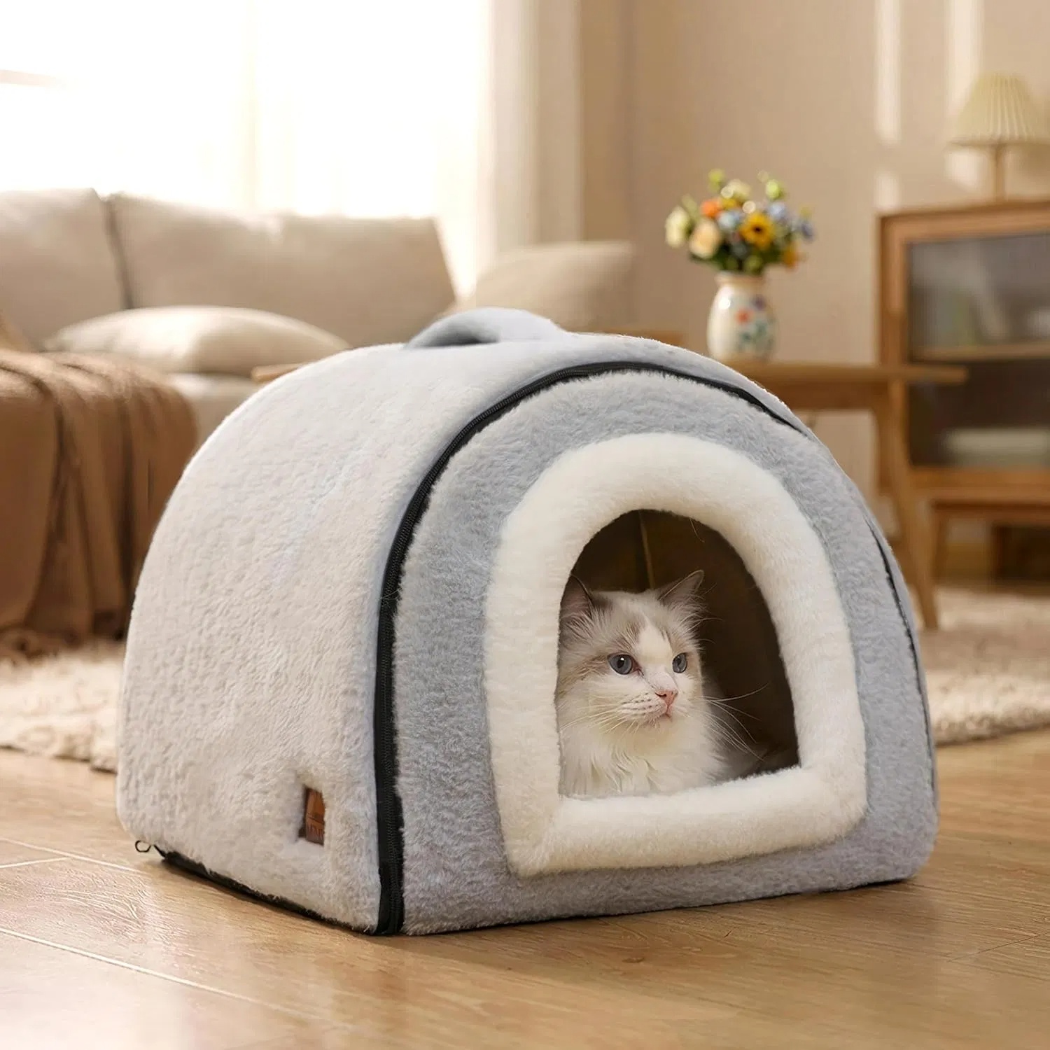Caja de Descanso para Gatos Domésticos Reversible - Refugio Acogedor con Base Antideslizante y Resistente al Agua — imagen 16