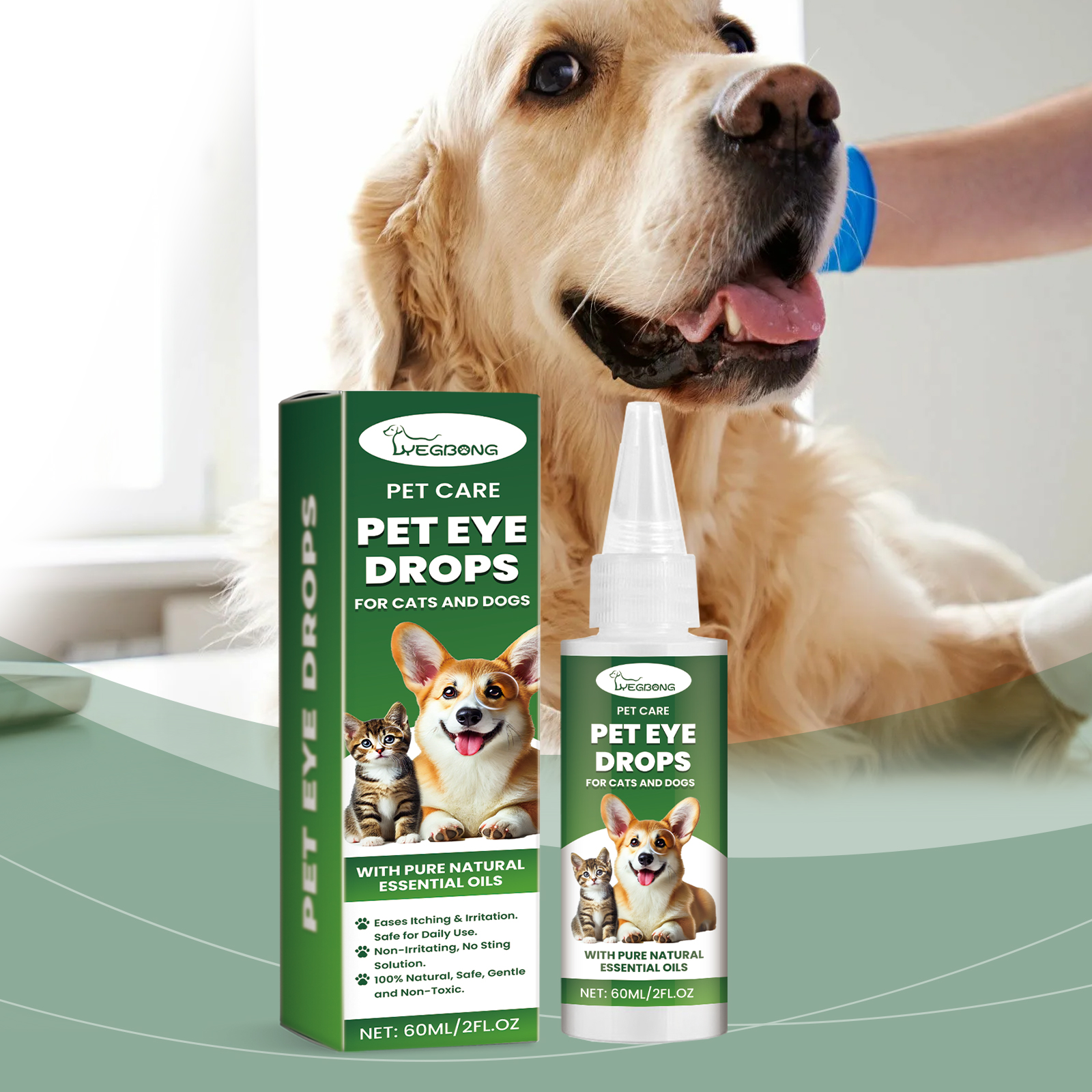 Dog Cat Eye Drops, Gentle Eye Care With Sodium Hyaluronate & Vitamin E, Soothe Irritation, 60ml Pet Eye Cleaner — image 7