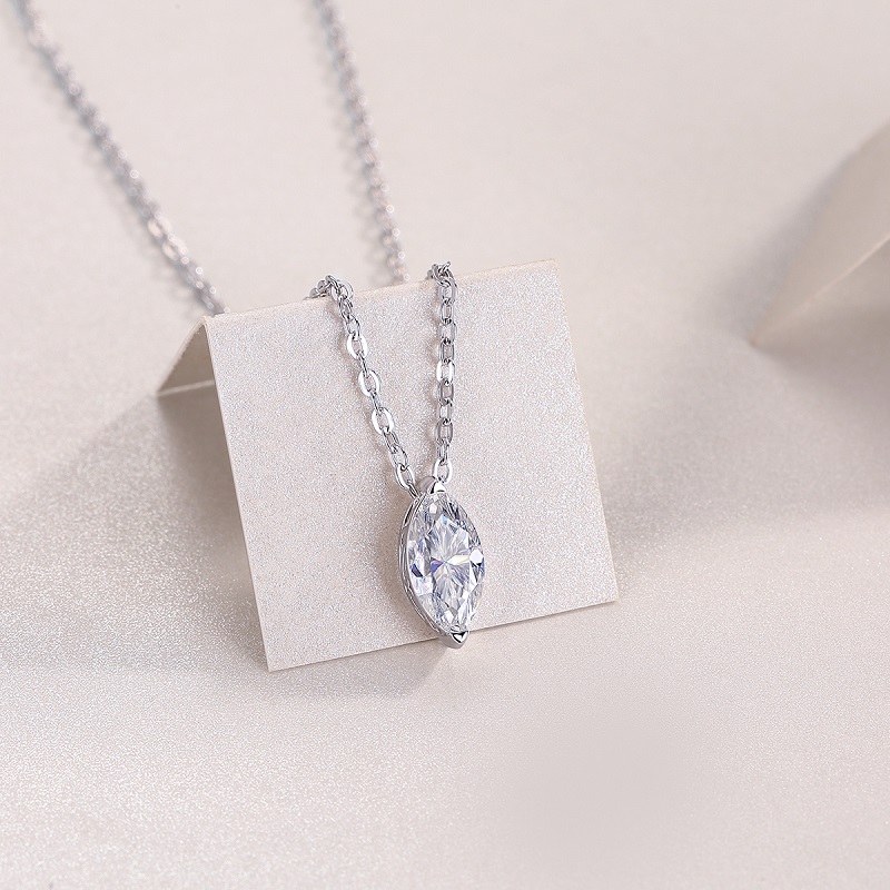 1A Set de Joyería Colgante a la Moda con Moissanita, Plata de Ley S925 y Diamante Bañado en Platino en Forma de Ojo de Caballo. Joyería de Plata con Moissanita, Prohibida la Venta en TK — imagen 5