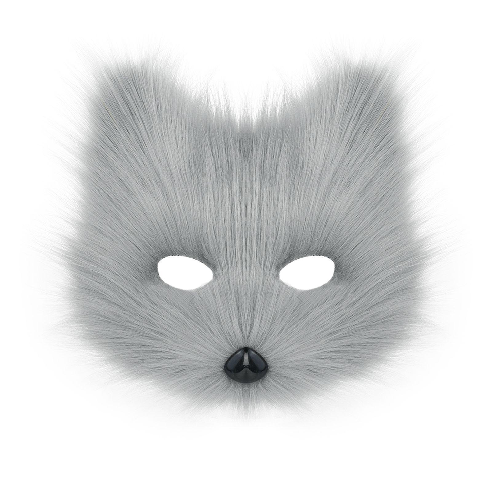 Halloween Party Furry Half-Face Cat Fox Mask Cosplay Cat Face Mask Accessory — image 8